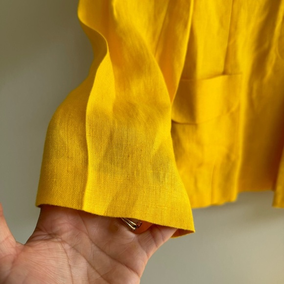 Vintage Design Todays Made in USA 100% Linen Yellow Blazer Trouser Suit Large - Picture 3 of 16